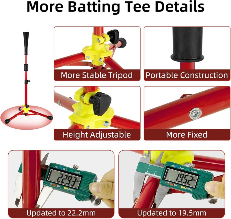 Wiseek 23.5 to 39.76 Inches Baseball Tee for Kids, Batting Tees for Baseball with Carry Bag, Portable Stable Tanner Tee, Baseball Training Equipment Aged 5-12, Softball Tee for Batting and Hitting - Image 5